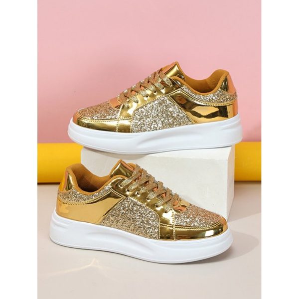 Street Plain Non-Slip Lace-Up Flat Heel Skate Shoes Split Joint - Image 11