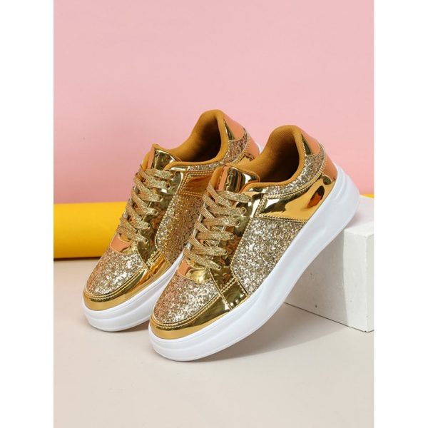 Street Plain Non-Slip Lace-Up Flat Heel Skate Shoes Split Joint - Image 12