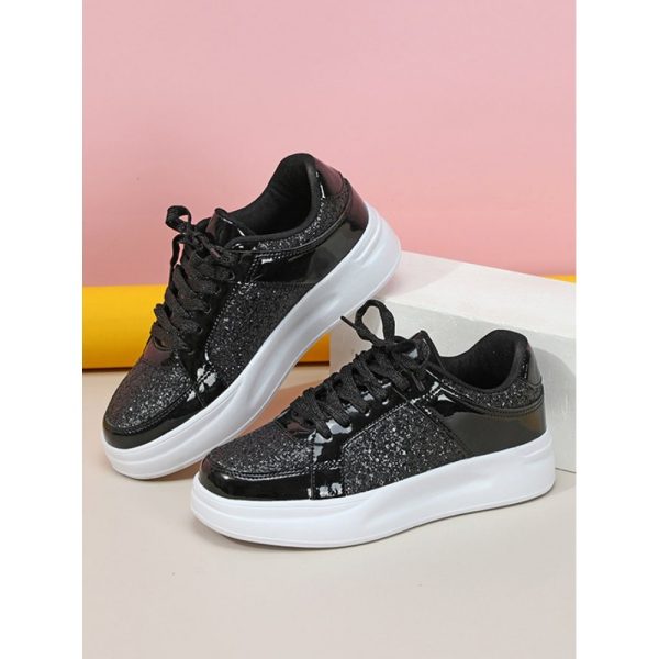 Street Plain Non-Slip Lace-Up Flat Heel Skate Shoes Split Joint - Image 15