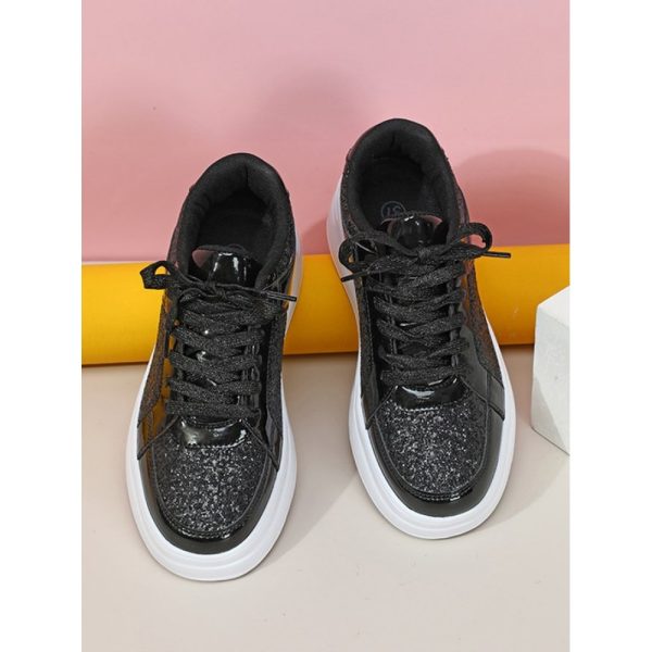 Street Plain Non-Slip Lace-Up Flat Heel Skate Shoes Split Joint - Image 16