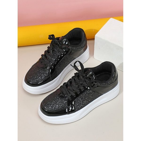 Street Plain Non-Slip Lace-Up Flat Heel Skate Shoes Split Joint - Image 17