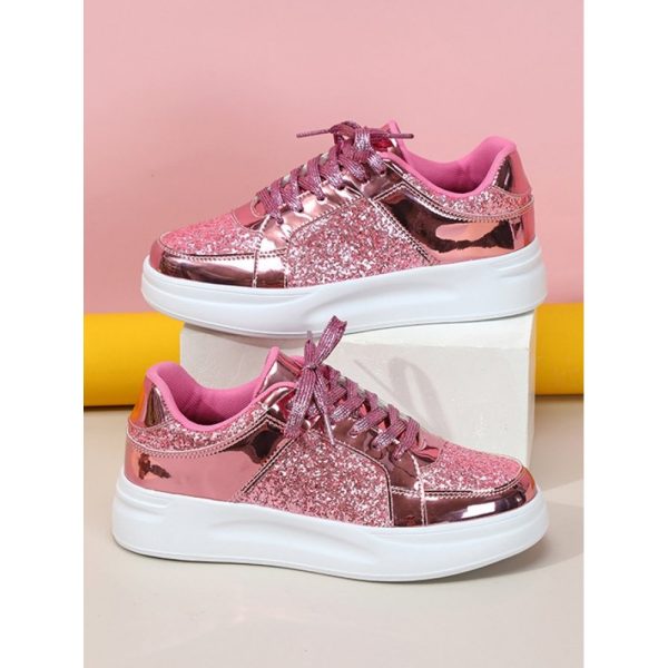 Street Plain Non-Slip Lace-Up Flat Heel Skate Shoes Split Joint - Image 18