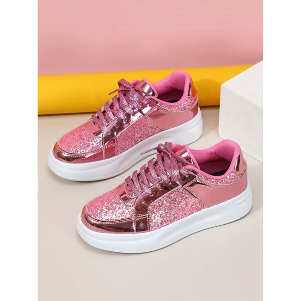 Street Plain Non-Slip Lace-Up Flat Heel Skate Shoes Split Joint - Image 19