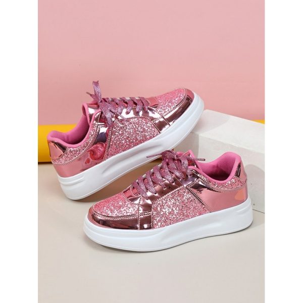 Street Plain Non-Slip Lace-Up Flat Heel Skate Shoes Split Joint - Image 20
