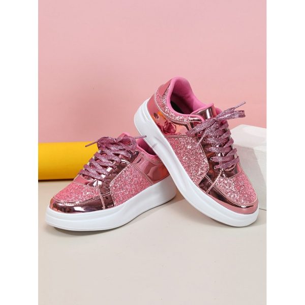 Street Plain Non-Slip Lace-Up Flat Heel Skate Shoes Split Joint - Image 21