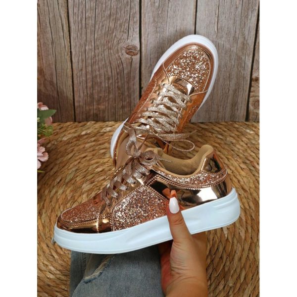 Street Plain Non-Slip Lace-Up Flat Heel Skate Shoes Split Joint - Image 6