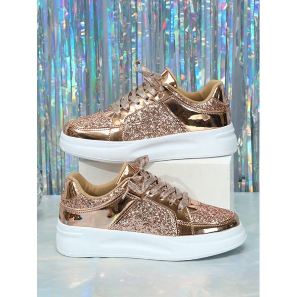 Street Plain Non-Slip Lace-Up Flat Heel Skate Shoes Split Joint - Image 7