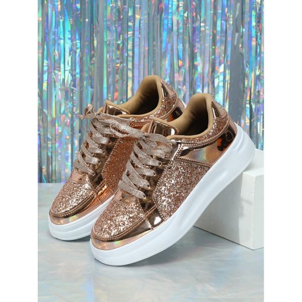 Street Plain Non-Slip Lace-Up Flat Heel Skate Shoes Split Joint - Image 9
