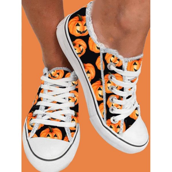 Halloween Orange Pumpkin Lace Up Espadrilles - Image 2