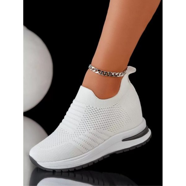 Casual Plain Breathable Slip On Block Heel Fly Woven Shoes - Image 2
