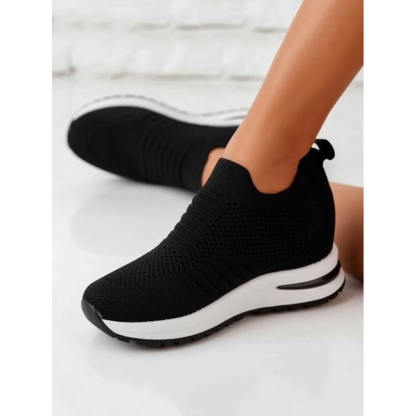 Casual Plain Breathable Slip On Block Heel Fly Woven Shoes - Image 9