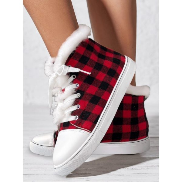 Casual Plaid Wearable Lace-Up Flat Heel Canvas Printing - Image 2