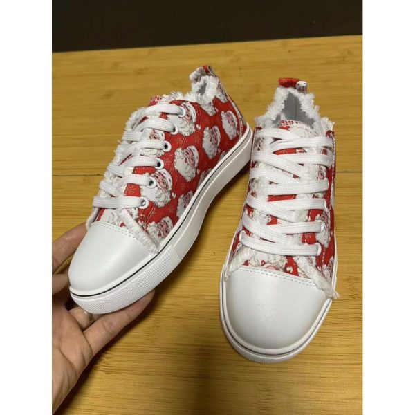 Christmas Santa Claus Snowflake Lace-Up Canvas Shoes - Image 2