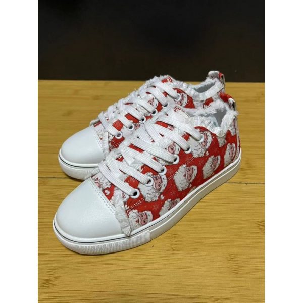Christmas Santa Claus Snowflake Lace-Up Canvas Shoes - Image 4