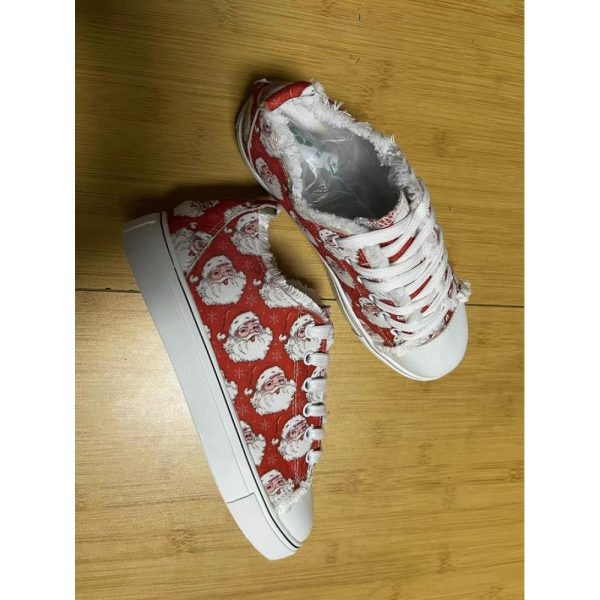 Christmas Santa Claus Snowflake Lace-Up Canvas Shoes - Image 5
