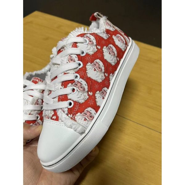 Christmas Santa Claus Snowflake Lace-Up Canvas Shoes - Image 6