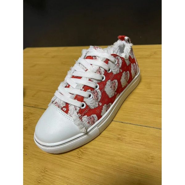 Christmas Santa Claus Snowflake Lace-Up Canvas Shoes - Image 7