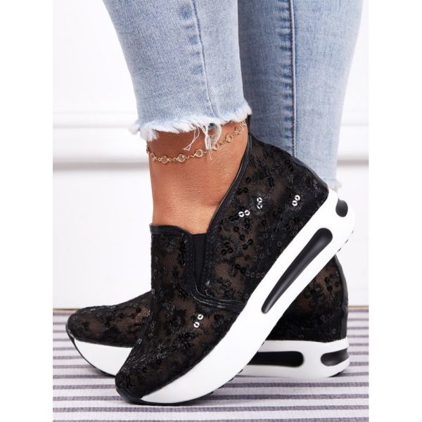 Breathable Floral Embroidery Slip-on Muffin Sneakers - Image 8