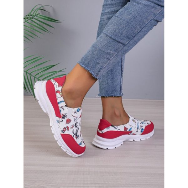 Sports Color Block Wearable Slip On Flat Heel Slip On Printing - Image 12