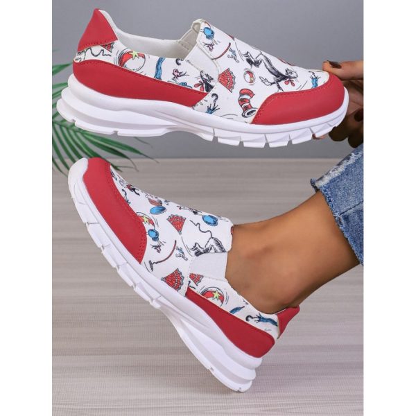 Sports Color Block Wearable Slip On Flat Heel Slip On Printing - Image 8