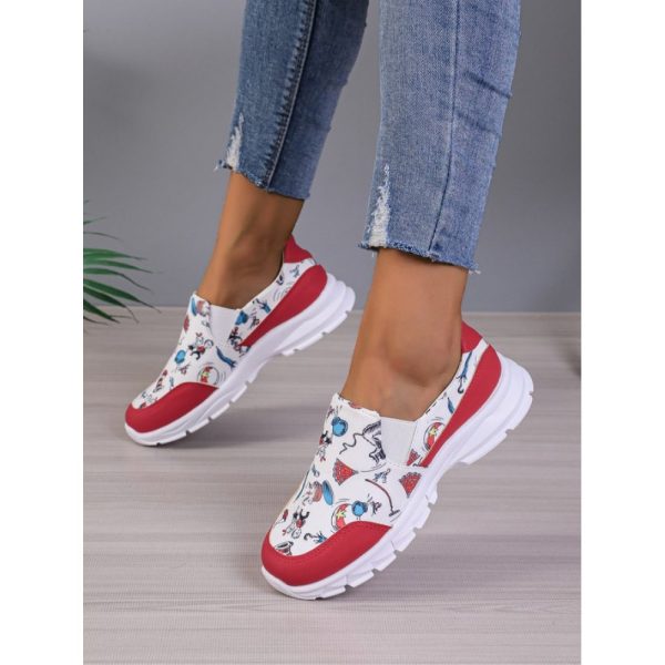 Sports Color Block Wearable Slip On Flat Heel Slip On Printing - Image 9