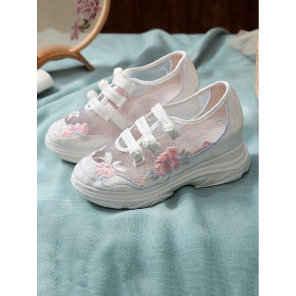 Breathable Mesh Floral Embroidery Casual Shoes - Image 5