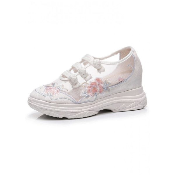 Breathable Mesh Floral Embroidery Casual Shoes - Image 9