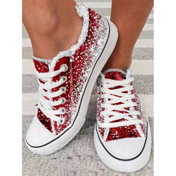 Casual Ombre Wearable Lace-Up Flat Heel Canvas Printing - Image 2