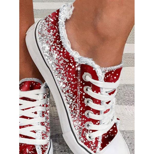 Casual Ombre Wearable Lace-Up Flat Heel Canvas Printing - Image 3