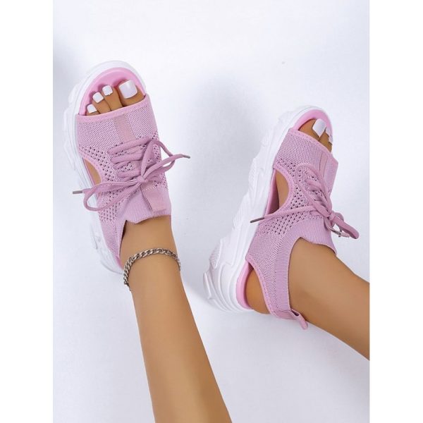 Breathable Hollow Out Lace Up Front Slip On Sports Sandals - Image 19