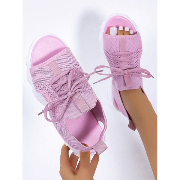 Breathable Hollow Out Lace Up Front Slip On Sports Sandals - Image 21