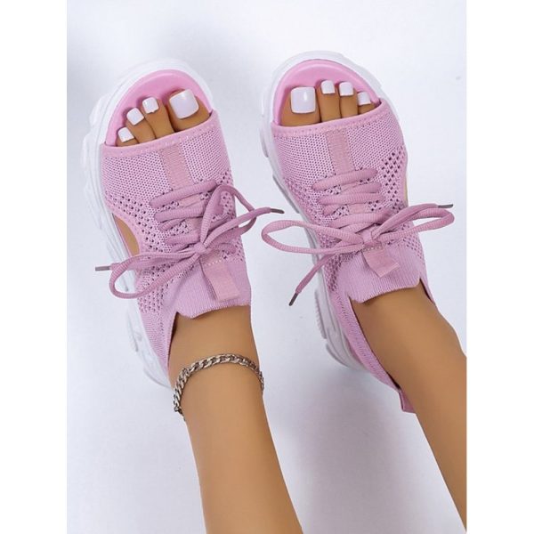 Breathable Hollow Out Lace Up Front Slip On Sports Sandals - Image 22