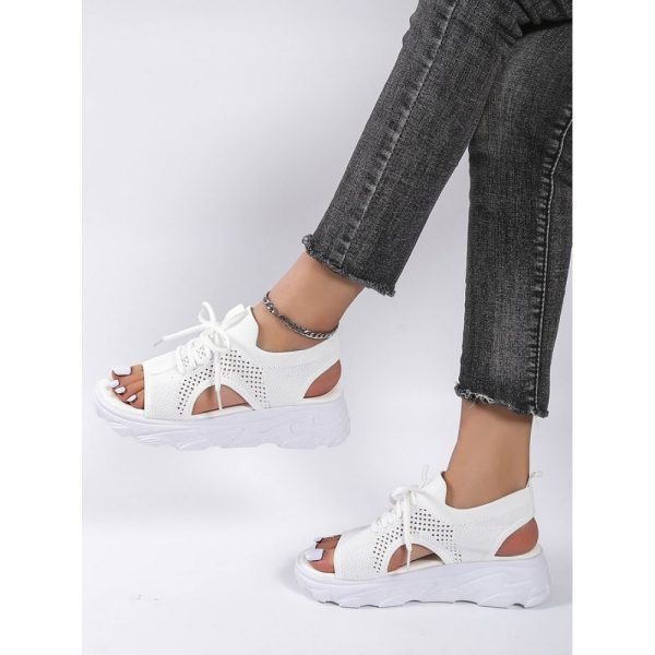 Breathable Hollow Out Lace Up Front Slip On Sports Sandals - Image 25