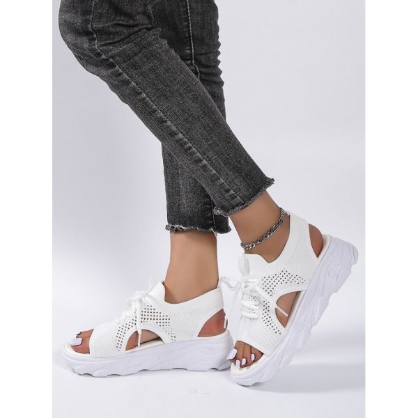 Breathable Hollow Out Lace Up Front Slip On Sports Sandals - Image 26