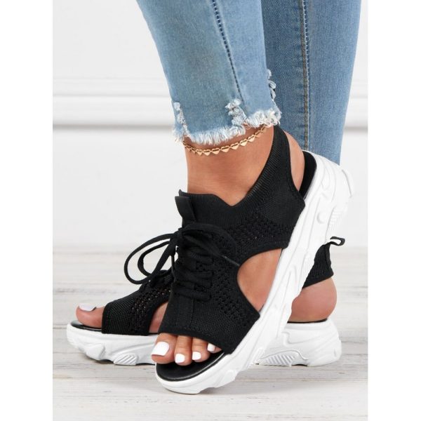 Breathable Hollow Out Lace Up Front Slip On Sports Sandals - Image 30