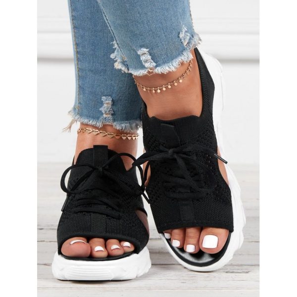 Breathable Hollow Out Lace Up Front Slip On Sports Sandals - Image 32