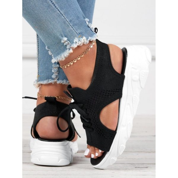 Breathable Hollow Out Lace Up Front Slip On Sports Sandals - Image 33