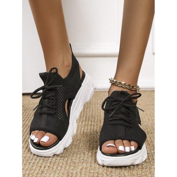 Breathable Hollow Out Lace Up Front Slip On Sports Sandals - Image 34