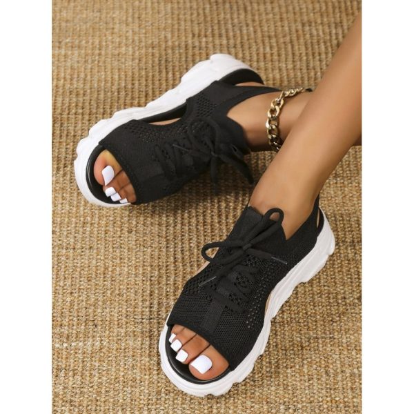 Breathable Hollow Out Lace Up Front Slip On Sports Sandals - Image 38