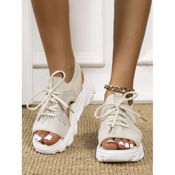 Breathable Hollow Out Lace Up Front Slip On Sports Sandals - Image 5
