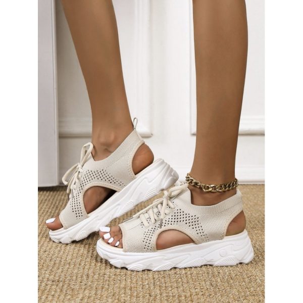 Breathable Hollow Out Lace Up Front Slip On Sports Sandals - Image 7