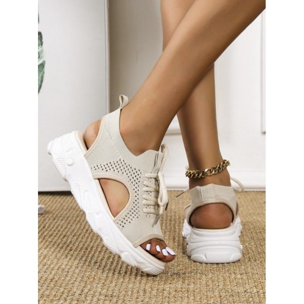 Breathable Hollow Out Lace Up Front Slip On Sports Sandals - Image 9