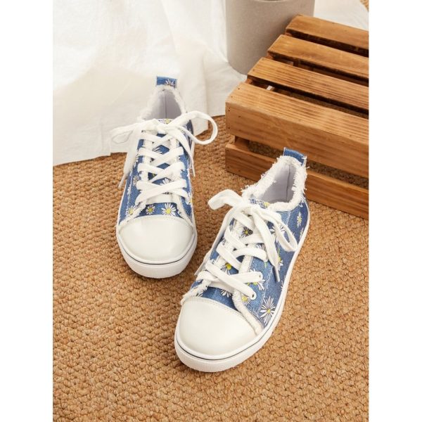 Daisy Graphic-Print Denim Lace-Up Canvas Flats - Image 15