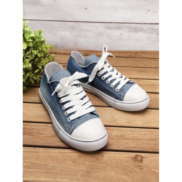 Women Breathable Flat Heel Canvas Lace-Up Shallow Shoes Casual EVA Canvas Shoes - Image 16