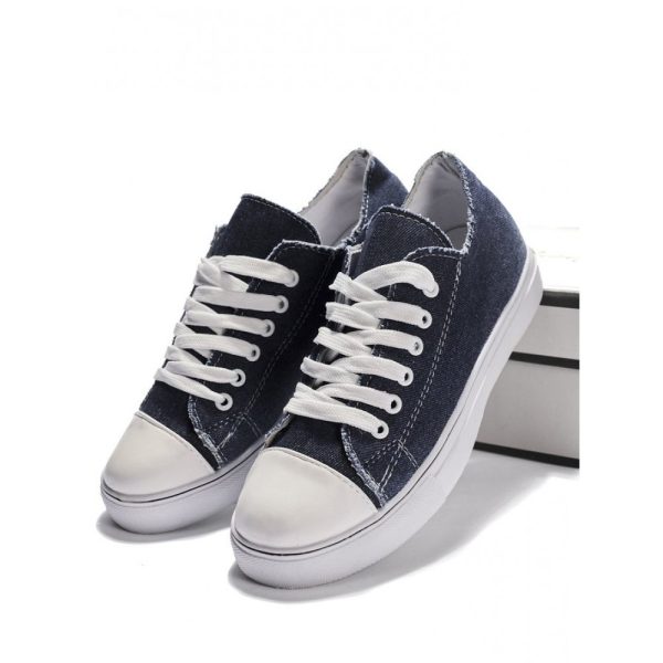 Women Breathable Flat Heel Canvas Lace-Up Shallow Shoes Casual EVA Canvas Shoes - Image 18