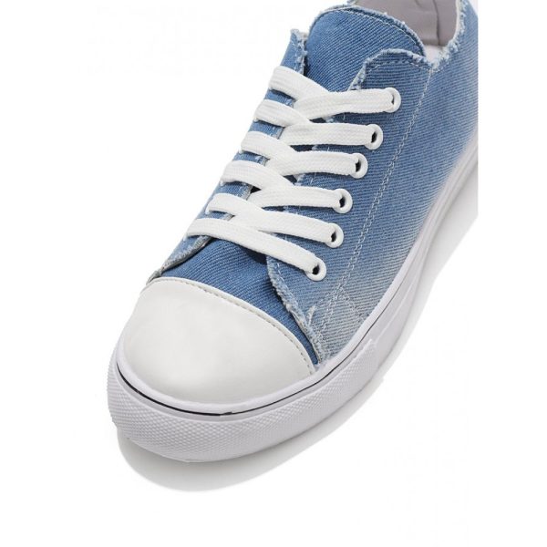 Women Breathable Flat Heel Canvas Lace-Up Shallow Shoes Casual EVA Canvas Shoes - Image 26