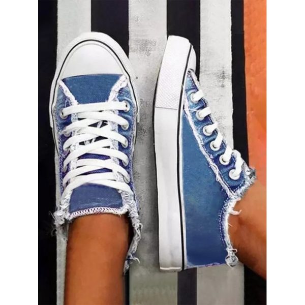 Women Breathable Flat Heel Canvas Lace-Up Shallow Shoes Casual EVA Canvas Shoes - Image 34