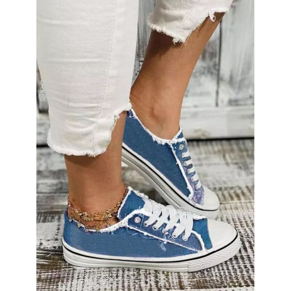 Women Breathable Flat Heel Canvas Lace-Up Shallow Shoes Casual EVA Canvas Shoes - Image 36