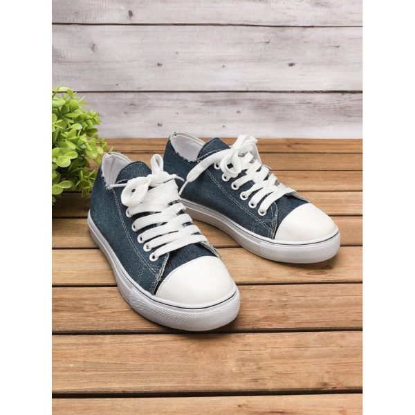 Women Breathable Flat Heel Canvas Lace-Up Shallow Shoes Casual EVA Canvas Shoes - Image 5
