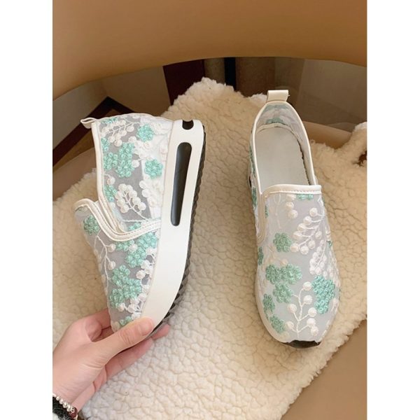 Floral Embroidery Breathable Sheer Mesh Sneakers - Image 11